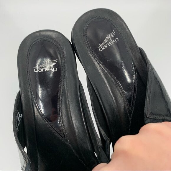 Dansko sandals size 42 11.5 - 12 black cross cross wedge platforms orthopedic - Picture 12 of 14